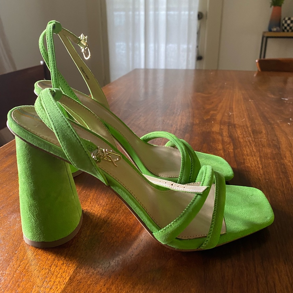Sam Edelman Suede green apple strappy heels